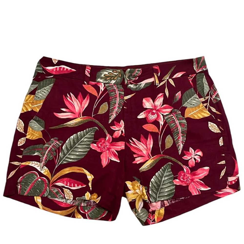 Women’s Floral Midrise 5” Inseam Linen Short Size 12
